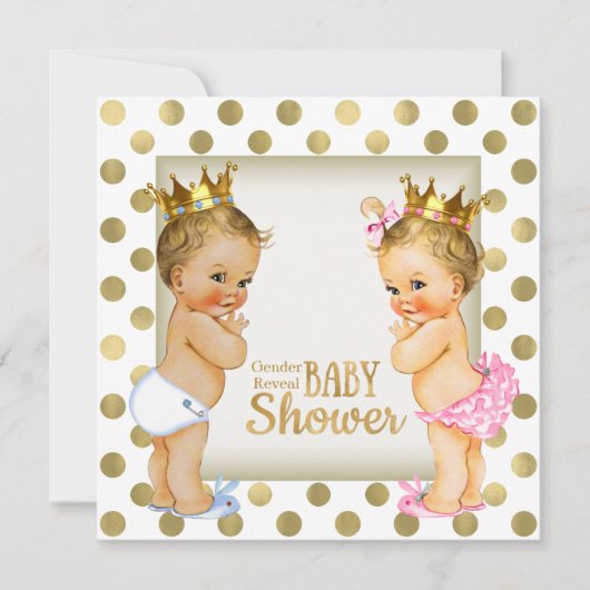 Gold Prince of Princess Gender Reveal Baby shower Kaart (Voorkant)