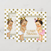 Gold Prince of Princess Gender Reveal Baby shower Kaart (Voorkant / Achterkant)