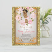 Gold Princess Baby shower Invite Kaart (Staand voorkant)