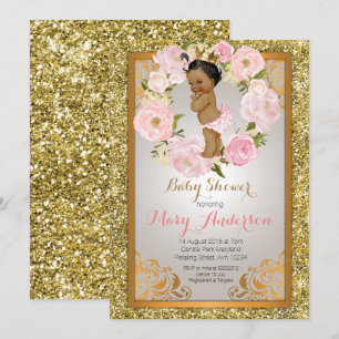 Gold Princess Baby shower Invite Kaart