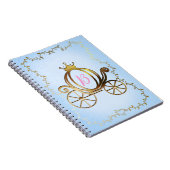 Gold Princess Carriage Blue Storybook gepersonalis Notitieboek (Rechterzijde)