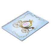 Gold Princess Carriage Blue Storybook gepersonalis Notitieboek (Linkerzijde)