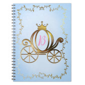 Gold Princess Carriage Blue Storybook gepersonalis Notitieboek (Voorkant)