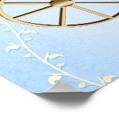 Gold Princess Carriage Blue Storybook gepersonalis Poster (Hoek)