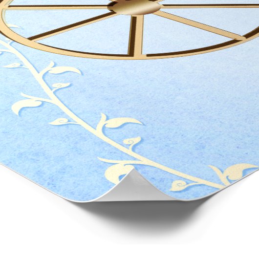 Gold Princess Carriage Blue Storybook gepersonalis Poster (Hoek)