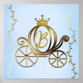 Gold Princess Carriage Blue Storybook gepersonalis Poster (Voorkant)