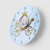 Gold Princess Carriage Blue Storybook gepersonalis Ronde Klok (Hoek)