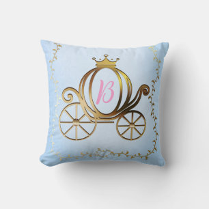 Gold Princess Carriage Blue Storybook Kussen