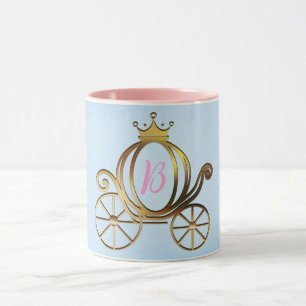 Gold Princess Carriage Blue Storybook Mok