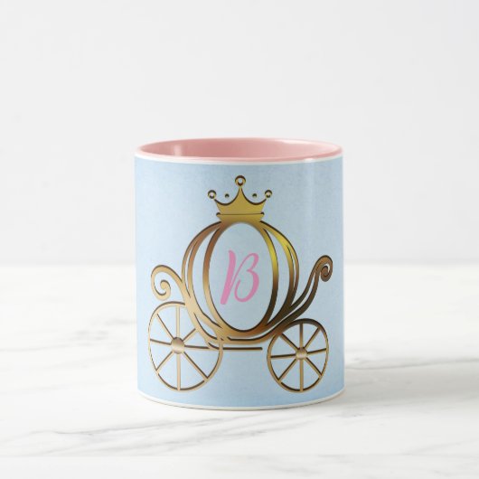 Gold Princess Carriage Blue Storybook Mok (Midden)