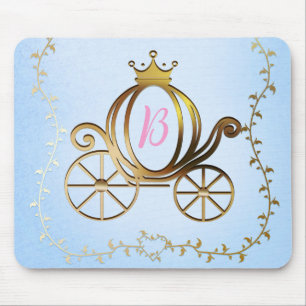 Gold Princess Carriage Blue Storybook Muismat