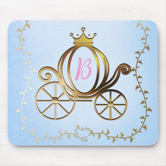 Gold Princess Carriage Blue Storybook Muismat (Voorkant)
