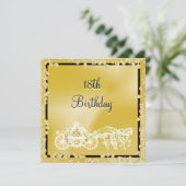 Gold Princess Coach & Horses 18th Birthday Kaart (Staand voorkant)