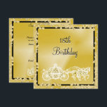 Gold Princess Coach & Horses 18th Birthday Kaart<br><div class="desc">Mooie goudkleurige, dunne, dunne, sierjuwediamanten prinses coach en paarden verjaardagsfeestjes voor meisjes en vrouwen. Met een verbluffend glitzy dunne lijst met ruitvormige rand, bedrukt op een prachtige gouden achtergrond. Het omgekeerde heeft het zelfde ontwerp met genoeg ruimte voor uw gebeurtenisdetails. Alle tekst is volledig aanpasbaar om aan uw vereisten te...</div>