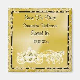 Gold Princess Coach & Horses Save the Date 16th Magneet