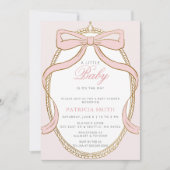 Gold Princess Coquette Roze strik Baby shower Kaart (Voorkant)