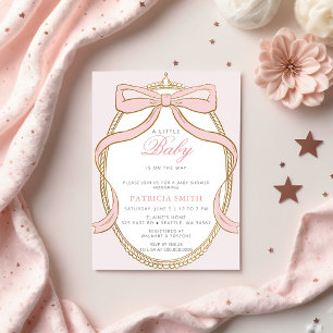 Gold Princess Coquette Roze strik Baby shower Kaart