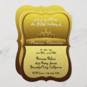 Gold Princess Crown Spirals Birthday Kaart (Voorkant / Achterkant)