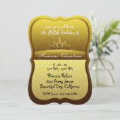 Gold Princess Crown Spirals Birthday Kaart (Staand voorkant)