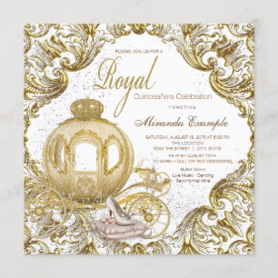 Gold Princess Quinceañera Kaart