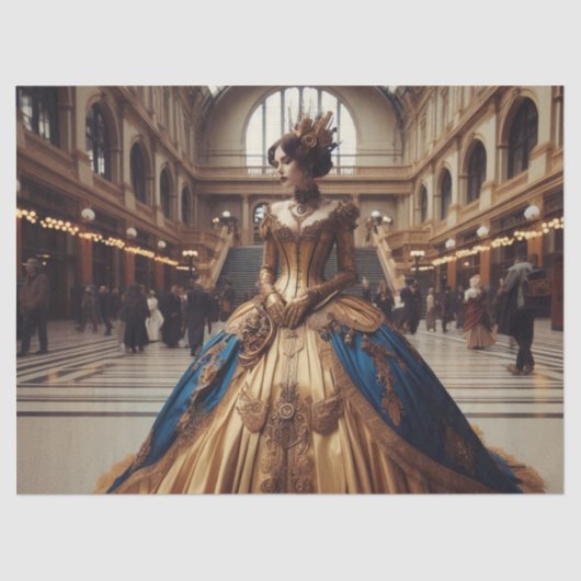 Gold Princess Steampunk Victoriaans decoupage Tissuepapier (Voorkant)