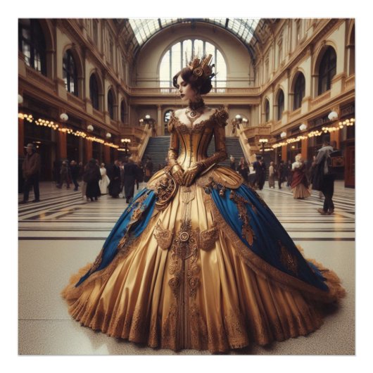 Gold Princess Steampunk Victoriaans Industrial Foto Afdruk (Voorkant)