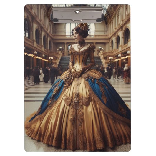 Gold Princess Steampunk Victoriaans Industrial Klembord (Voorkant)