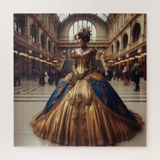 Gold Princess Steampunk Victoriaans Industrial Legpuzzel (Verticaal)