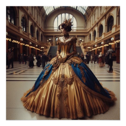 Gold Princess Steampunk Victoriaans Industrial Perfect Poster (Voorkant)