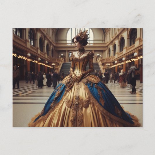 Gold Princess Steampunk Victorian Briefkaart (Voorkant)