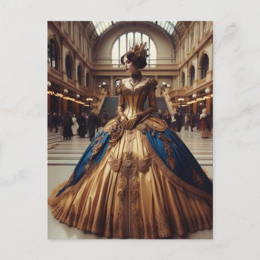 Gold Princess Steampunk Victorian Industrial Briefkaart (Voorkant)