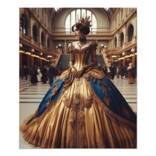Gold Princess Steampunk Victorian Industrial Foto Afdruk (Voorkant)