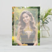 Gold Princess Tiara Exquisite Overlay Vellum XV Kaart (Staand voorkant)