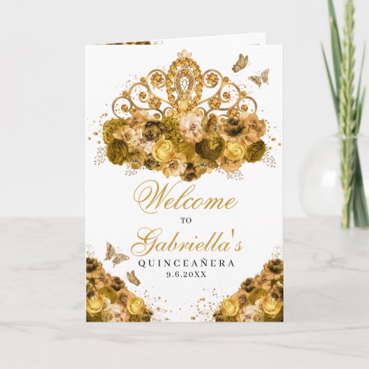 Gold Princess Tiara Quinceanera-programma (Voorkant)
