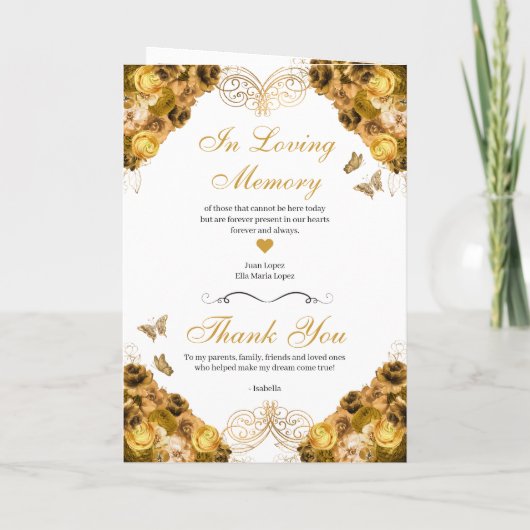 Gold Princess Tiara Quinceanera-programma (Achterkant)