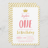 Gold, prinses | Eerste uitnodiging van Girl (Voorkant / Achterkant)