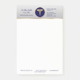 Gold Professional Blue Caduceus Post-it® Notes