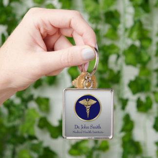 Gold Professional Blue Caduceus Sleutelhanger