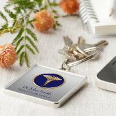 Gold Professional Blue Caduceus Sleutelhanger (Zijkant)