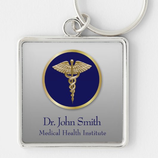 Gold Professional Blue Caduceus Sleutelhanger (Voorkant)