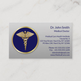 Gold Professional Blue Medical Caduceus Afsprakenkaartje