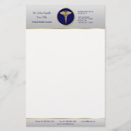 Gold Professional Blue Medical Caduceus Briefpapier