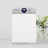 Gold Professional Blue Medical Caduceus Briefpapier (Staand voorkant)