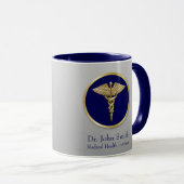 Gold Professional Caduceus Medical Blue Mok (Voorkant rechts)