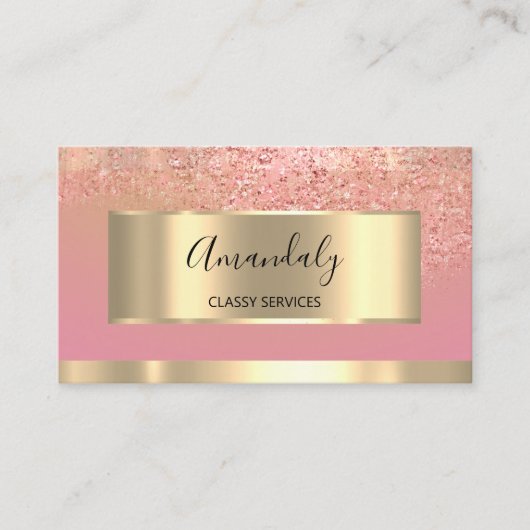 Gold Professional Consulting Stusty Pink Glitter Visitekaartje (Voorkant)