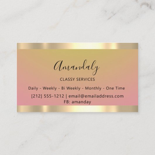 Gold Professional Consulting Stusty Pink Glitter Visitekaartje (Achterkant)