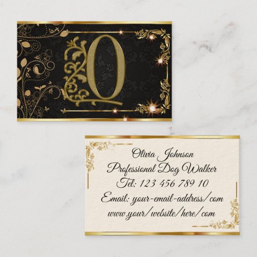 Gold Professional Elegant modern Script Caligraphy Visitekaartje (Voorkant / Achterkant)