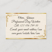 Gold Professional Elegant modern Script Caligraphy Visitekaartje (Achterkant)