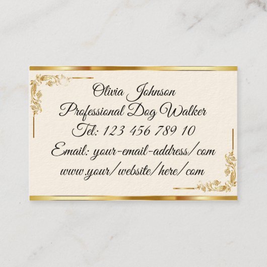 Gold Professional Elegant modern Script Caligraphy Visitekaartje (Achterkant)