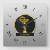 Gold Professional Hygieia Medical Bowl Naam Vierkante Klok (Voorkant)